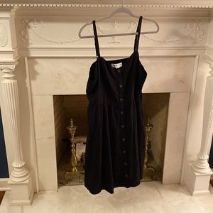 Black Button Front Linen Dress- XL Brand New!
